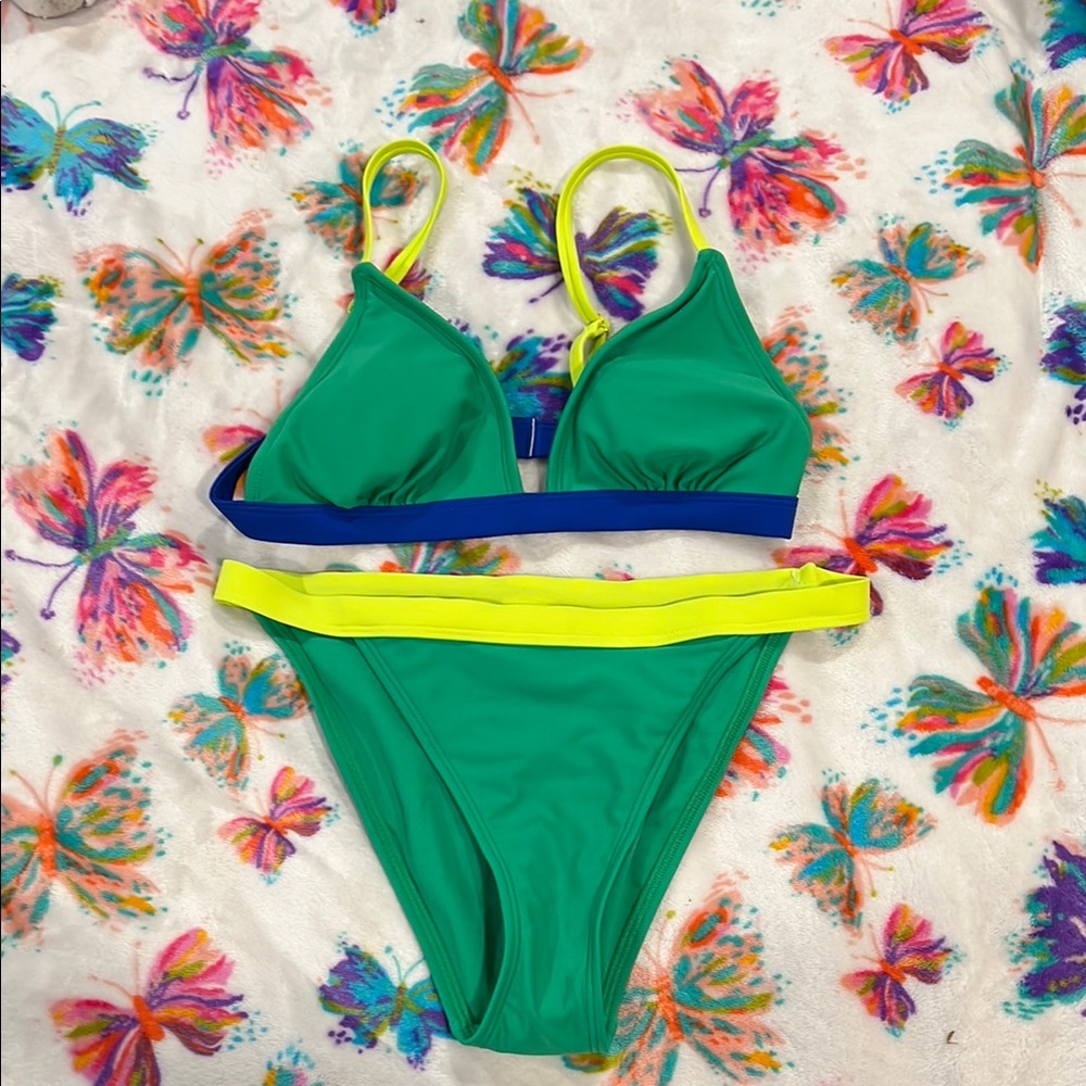 Green and Yellow Bikini Set